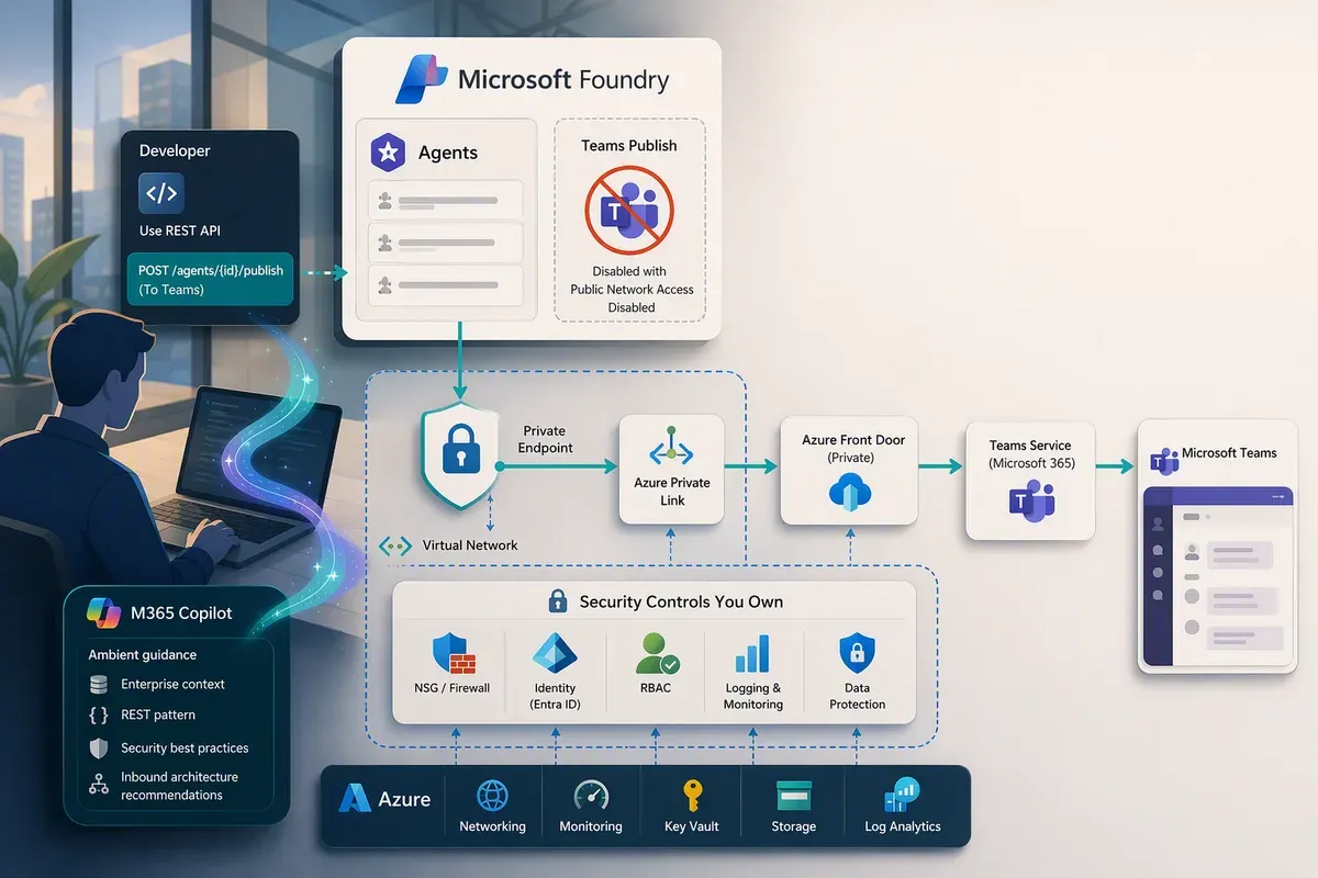 Editorial illustration representing Microsoft Foundry.