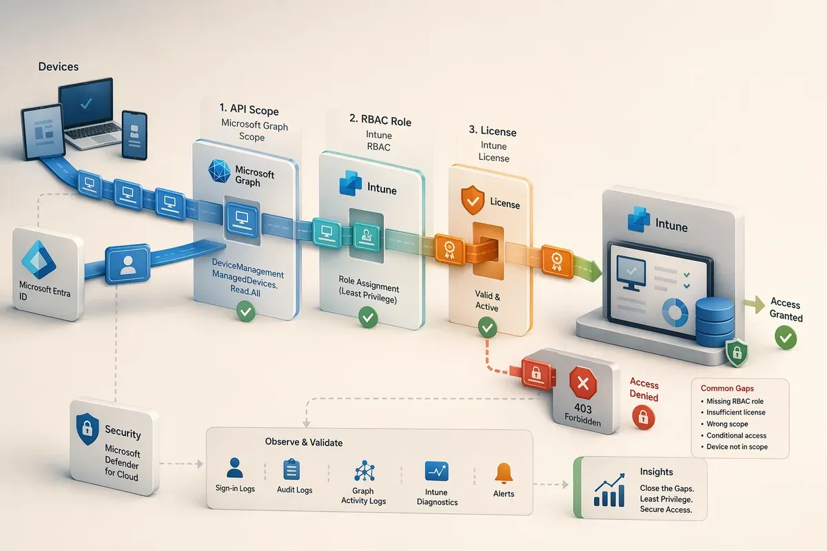 Editorial illustration representing Intune.