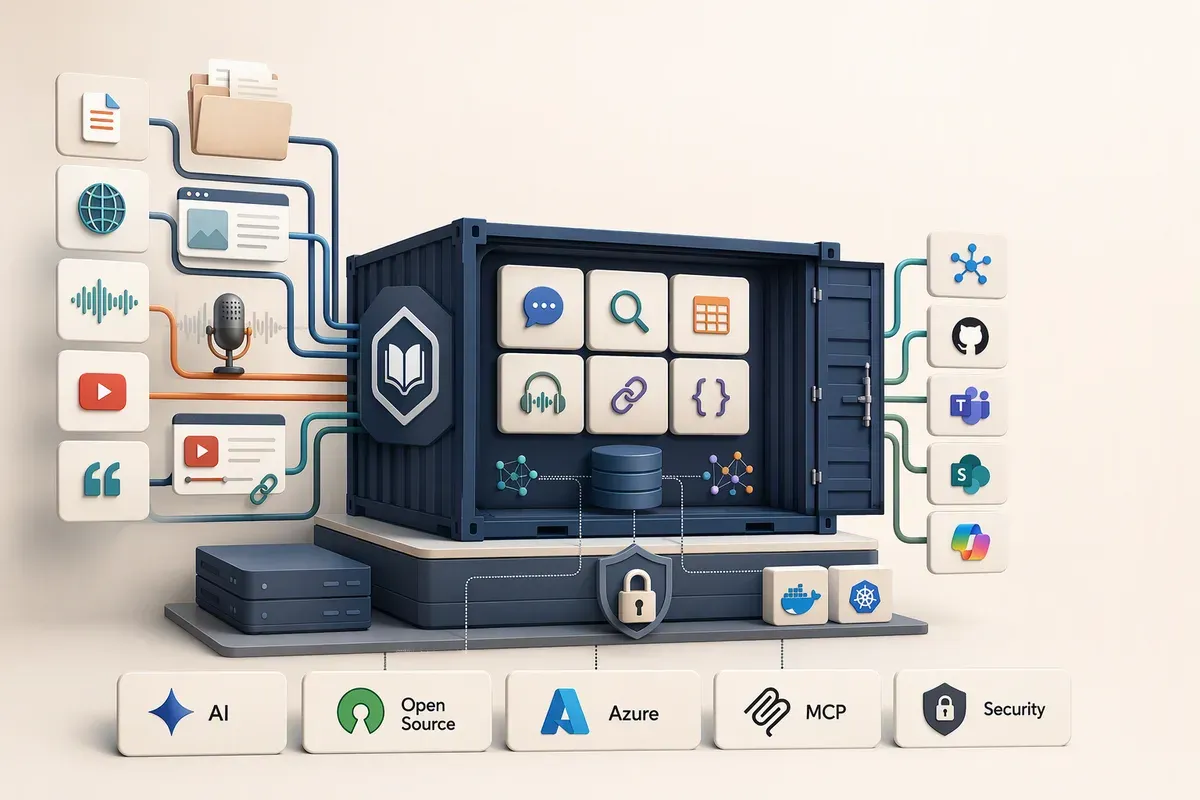 Editorial illustration representing Self-Hosted AI Research Notebook.