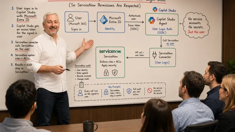 Cinematic enterprise hero image representing Copilot Studio — an intelligent business operations center.